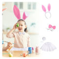 Yfashion Kids Easter Bunny Costume Set Cute Rabbit Ears Headband Bunny Tail Tutu Skirt Bow Tie Set Party Supplies For Girls Boys. 