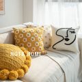 Northern European-StyleinsWind Net Red Pillow Flower Sunflower Living Room Sofa Cute Lumbar Pillow Back Cusion Little Daisy Cushion Cover. 