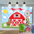Birthday Backdrop Child Farm Animals Background Newborn Barnyard Birthday Party. 