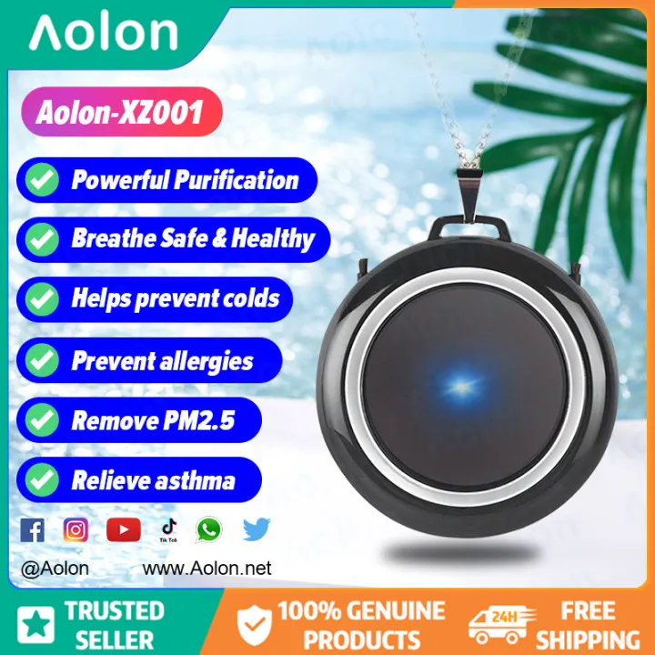 【BestGO】Aolon Air Purifier XZ001 Wearable Air Purifier Necklace Mini Portable USB Air Cleaner Negative Ion Generator Low Noise Air Freshener USB Charge,For home And Outdoor