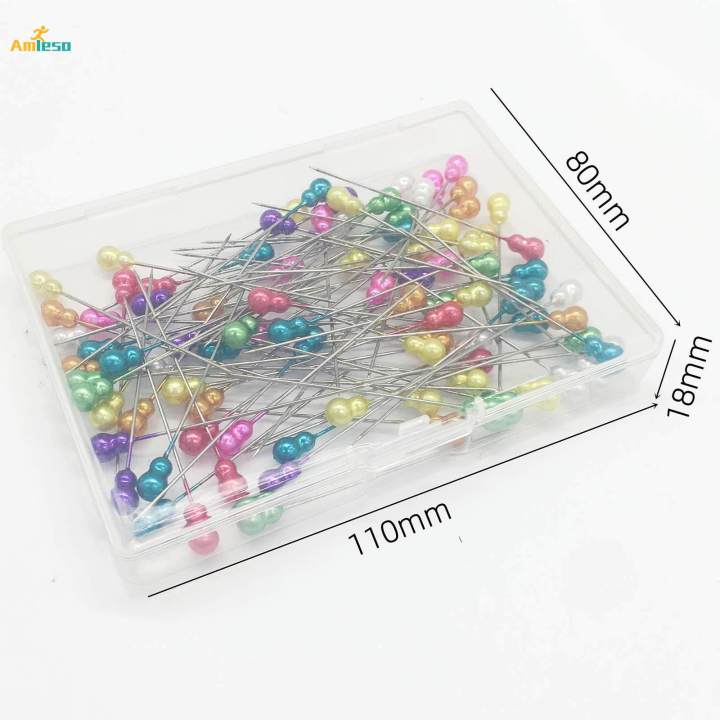 100Pcs%20Colorful%20Pearl%20Head%20Straight%20Pins%20Sewing%20Pins%20for%20Dressmaking%20Craft%20-%20Image%203