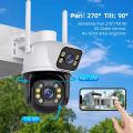 Wifi Surveillance Cameras 4K Waterproof Outdoor Wireless Security Camera Dual Lens Security-Protection ICsee IP Camera AI Track. 