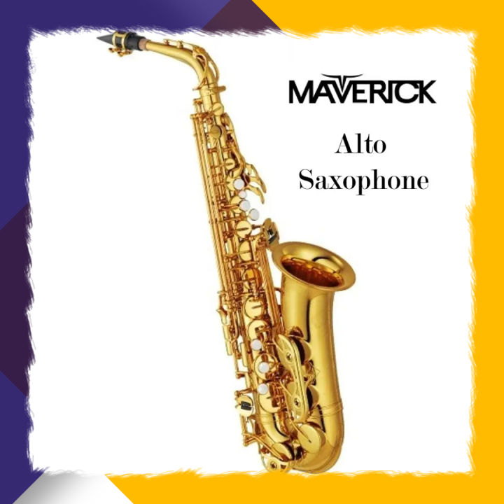Maverick Eb Alto Saxophone With Carrying Case, Full set Cleaning and Care kit - Gold Color