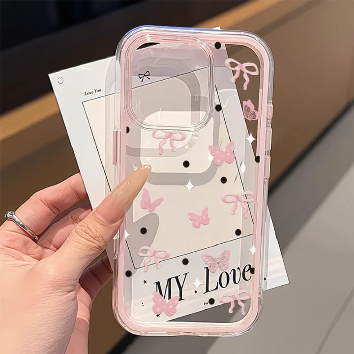 Cute%20Pink%20Bow%20Phone%20Case%20For%20iPhone%2013%20Case%20iPhone%2015%2017%2014%2011%2012%2016%20Pro%20Max%20Transparent%202%20IN%201%20Shockproof%20Silicone%20Soft%20Cover%20-%20Image%204
