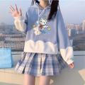 2022 autumn spring sailor cat sweater warm hoodie + jk plaid skirt toddler girls cotton teenager child teens 7 8 9 10 11 12 year. 