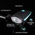 2-in-1 Rechargeable Bicycle Light With Horn Bike Horn Speaker Single Light LED Front Light Bicycle Horn Bicycle Lights Bicycle Parts Bicycle Accessories Bicycle Part. 