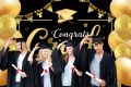 Graduation Party Backdrop Class and Golden Glitter Bokeh Spots Photography Background Congrats Grad Banner Decor. 