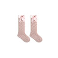 【Fullyoung_520 Store】I Love Summer Kids Knee High Socks Baby Girls Boys Bowknot Long Soft Cotton Breathable Toddler Hollow Out Socks 0-3Y. 