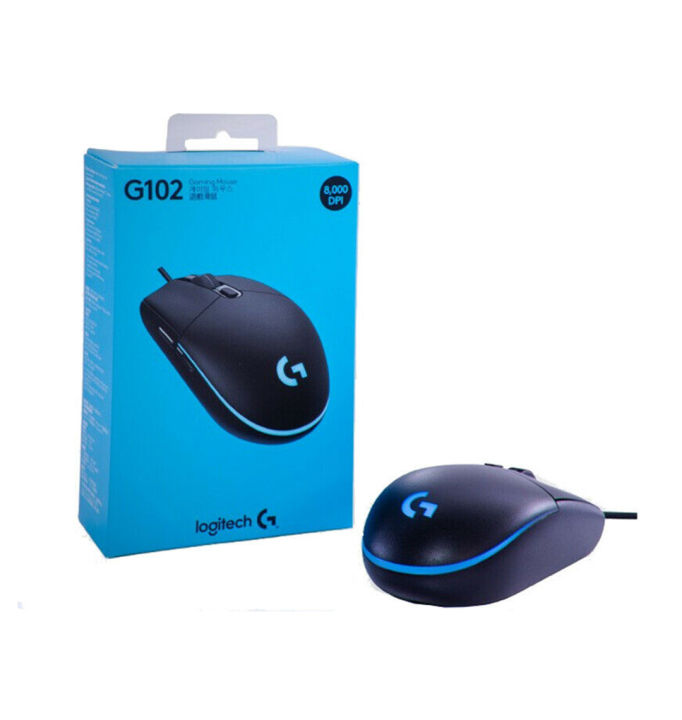 Logitech G102 Wired Gaming Mouse RGB Adjustable LIVGHTSYNC Glare Mice 8000 DPI Wave 6-Button Game Mice w/GAMING-GRADE Sensor