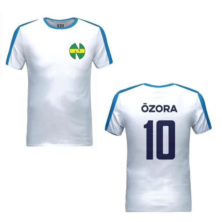 2025 New Kids Japan Anime Captain Tsubasa Nankatsu School Soccer Jersey Ozora Tsubasa Cosplay White Football Shirt Kids Adults Tops