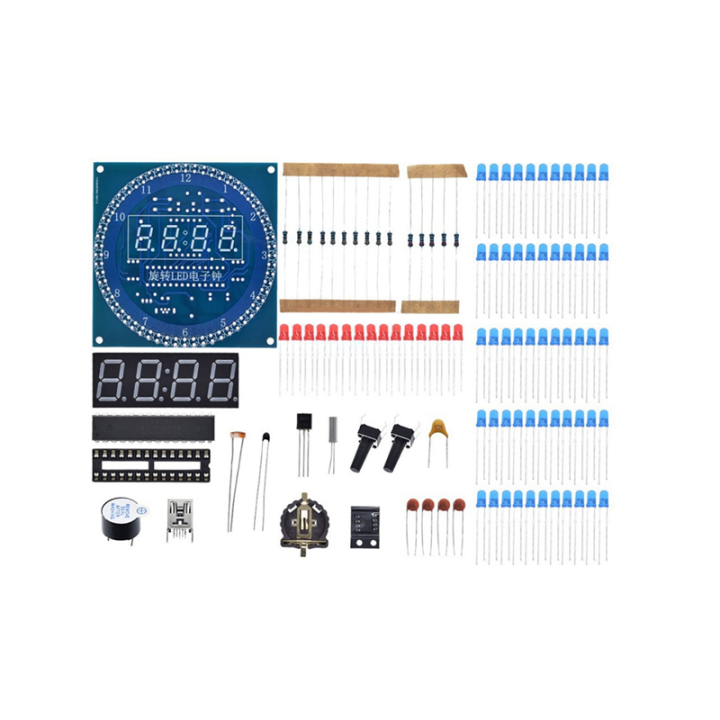 Electronic Digital Clock Kit C51 Microcontroller Learning Board DS1302 Rotating LED Display Module DIY Production Spare Parts Accessories