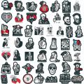 10/20/50 s Cool Skull Stickers Laptop Skateboard Guitar Travel Luggage Trolley Retro Punk Vinyl Decals Skeleton Sticker. 