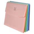 5Pcs Expanding File Folder Smile Pattern Letter A4 Paper Pockets Accordion Document Organizer With Closure. 