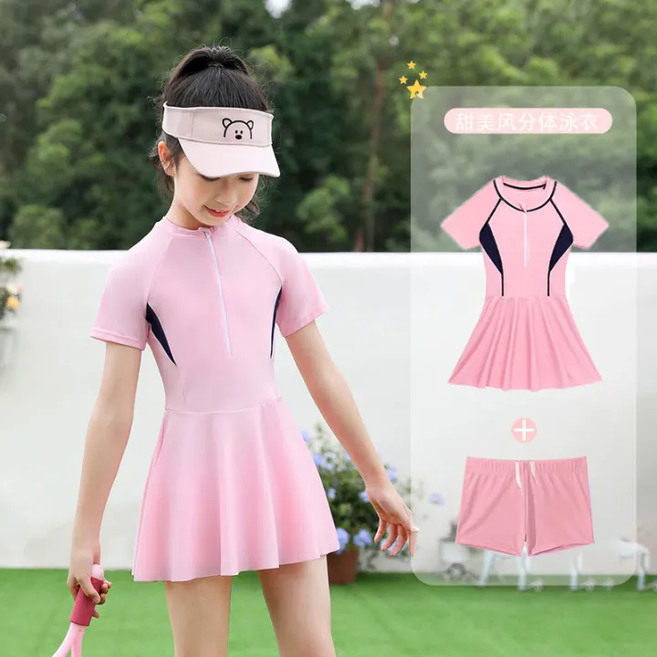 Children's%20Swimsuit%20Girls'%20New%20Middle%20and%20Big%20Children%20Korean%20Style%20Conservative%20Skirt%20Swimsuit%20Hot%20Spring%20Quick-Drying%20Split%20Swimsuit%20Girls'%20-%20Image%207