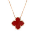 High Version V Gold Clover Necklace Women's 18K Double-Sided Natural Carnelian Pendant Clavicle Chain Saturn Live Supply. 