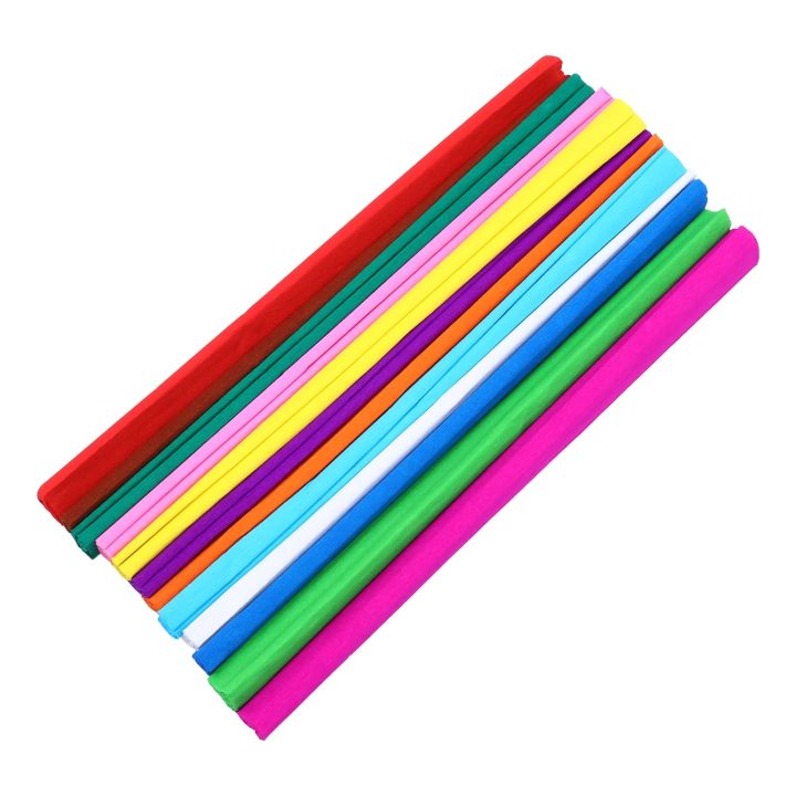12 Rolls Crepe Paper Wrapping Flowers Papers Packing Colorful Floral Making Gift