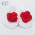 Crochet Baby Shoe Booty - For Baby Girls And Boys – Red & White – 0 to 6 Months Newborn. 