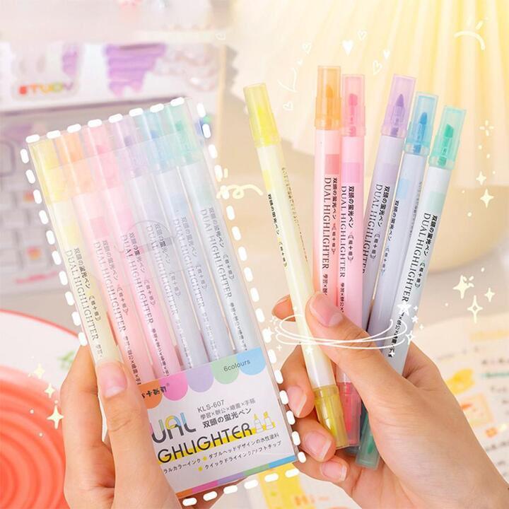 Twin pen highlighter set of 6 (Double Side Highlighter Pen)