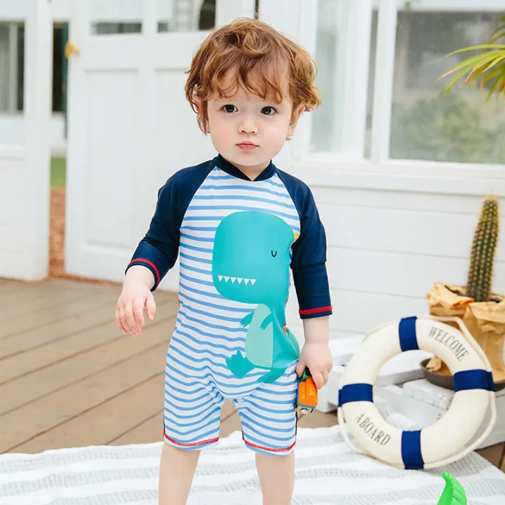 Cute%20Baby%20Swimsuit%20Children's%20Long-Sleeved%20One-Piece%20Toddler%20Kid%20Baby1-3Year-Old%20Cartoon%20Shark%20Dinosaur%20Swimming%20Suit%20-%20Image%204