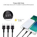12V/24V 3 Way Auto Sockets Car Cigarette Lighter Adapter Lighter Splitter Lighter 5V 3.1A Output Power With 5 USB Charger. 