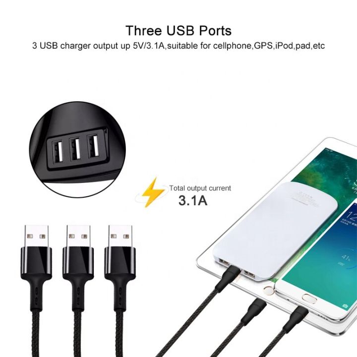 12V/24V%203%20Way%20Auto%20Sockets%20Car%20Cigarette%20Lighter%20Adapter%20Lighter%20Splitter%20Lighter%205V%203.1A%20Output%20Power%20With%205%20USB%20Charger%20-%20Image%203