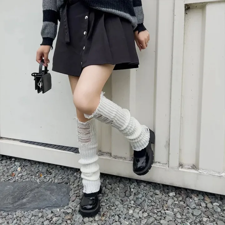 Y2K%20Harajuku%20Style%20Japanese%20Lolita%20Leg%20Warmers%20Women%20Ankle%20Warmer%20Girls%20Gothic%20Long%20Socks%20Thin%20Knitted%20Cosplay%20Heap%20Heap%20Socks%20-%20Image%202