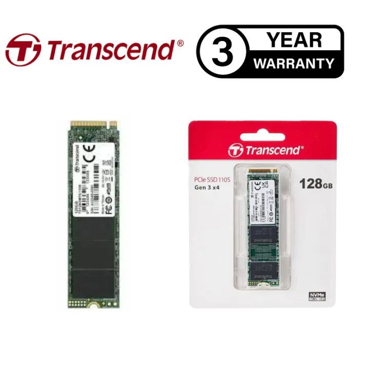 Original Transcend 128GB PCle SSD 110S (Gen3 X4D) Solid State Drive - 3 Years International Brand Warranty
