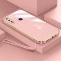 AnDyH New Straight Edge Plating Phone case for Huawei Y6P Y8P 2020 Luxury Fashion Plating Silicone Phone Cover with Free lanyard. 