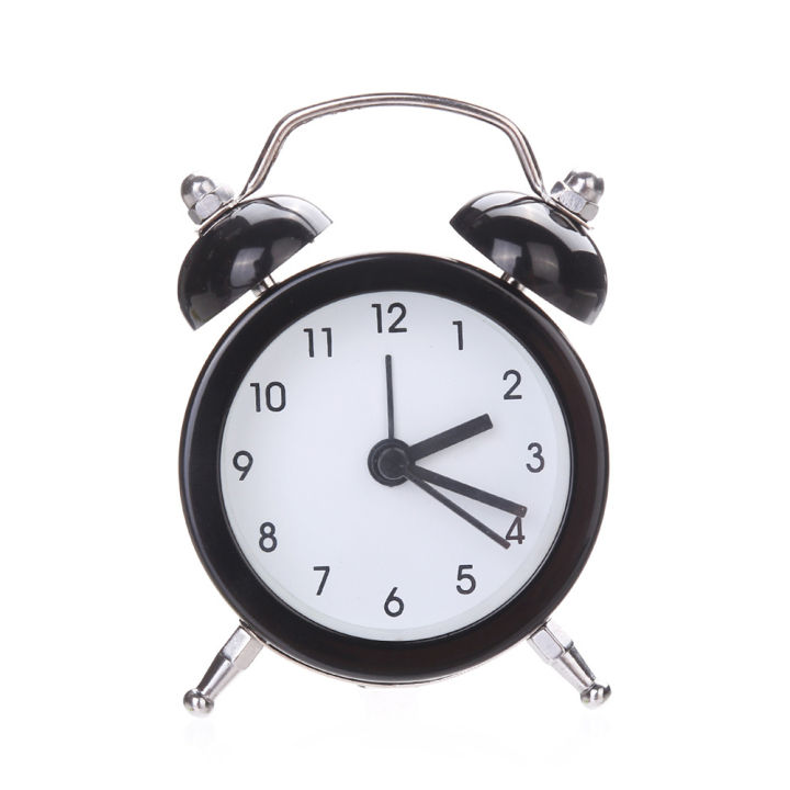 Mini Round Metal Alarm Clock Desk Stand Clock for Home Room Kitchen Office