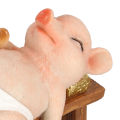 Pig Statue Resin Vibrant Colors Rustic Lying On Bench Cute Funny Mini Pig Figurine Lifelike Look for Family Office. 