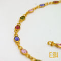 Gold plated Ladies 18/24 Inch Chain With Multi Colored Oval Stone chain for women. 