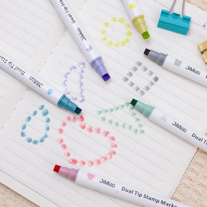 6%20Colors%20Stamp%20Art%20Marker%20Double%20Headed%20Highlighter%20Pen%20Star/Heart/Moon/Drop/Square%20for%20Scrapbook%20Student%20Stationery%20-%20Image%204