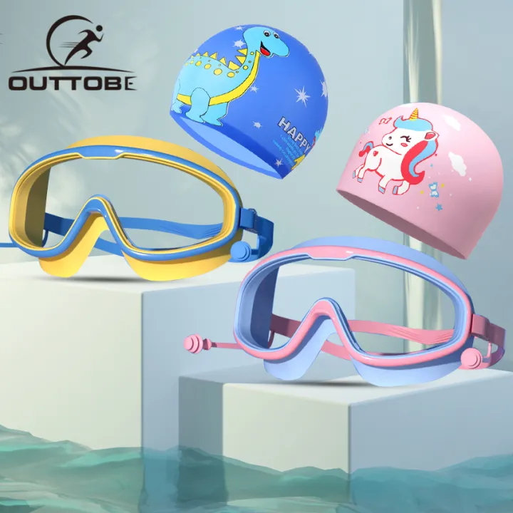 Outtobe Children's Swimming Goggles Waterproof Anti Fog Swim Glasses Professional Equipment Clear Wide Vision Adjustable Swim GlassesDiving Goggles Eyewear Adjustable Eyeglasses with Ear Plugs