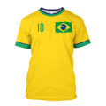 2025 New AdultBrazil Jersey Men's T-shirt O-Neck Oversized Short Sleeve Men's Clothing 3D Print Brazilian Flag Selection Football Team Shirt. 
