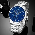 New LX217 Stainless Steel Luxury Men Watch Quartz Analog Business Chain Casual Wrist Dial GenX Watches For Boys Gents Silver Mix. 
