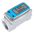 Digital Turbine Water Flow Meter Digital LCD Display Flow Meter with NPT Counter and FNPT Thread Gas Oil Fuel Flowmeter (1 Inch). 