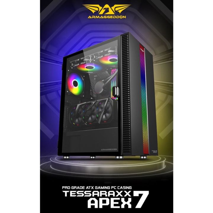 ARMAGGEDDON TESSARAXX APEX 7 E-ATX GAMING PC CASE | RGB STRIP FRONT PANEL | VERTICAL EXPANSION SLOT
