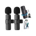Dual Bluetooth Microphone K9 Wireless Lavalier Microphone Noise Reduction Outdoor Live Broadcast USB Lavalier Microphone For Mobile Phone Type C. 