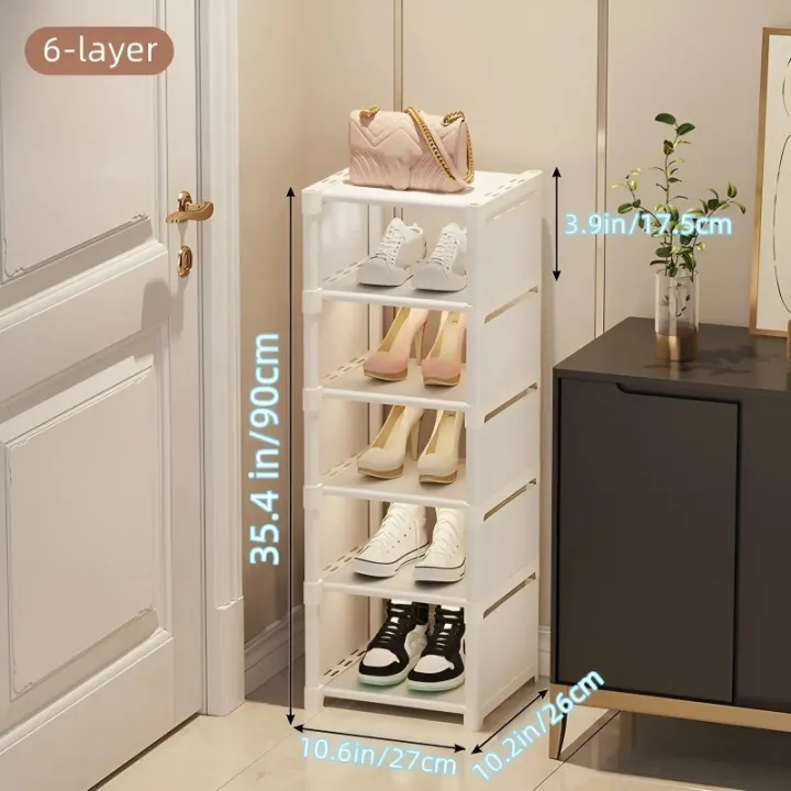 1pc%206/8%20Layers%20Shoe%20Organizer%20Space-saving%20Metal%20Frame%20&%20Fabric%20Interlayer%20Shoe%20Rack%20Shelf%20for%20Entryway%20Hallway%20Living%20Room%20-%20Image%204