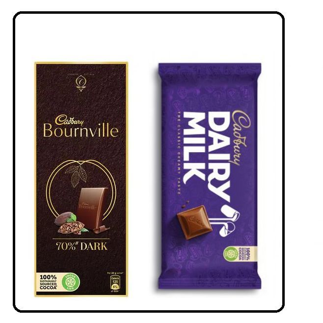 Cadbury Dairy Milk Chocolate 160g Cadbury Bournville Rich Cocoa 70% Dark Chocolate Bar, 80 g x Combo Pack