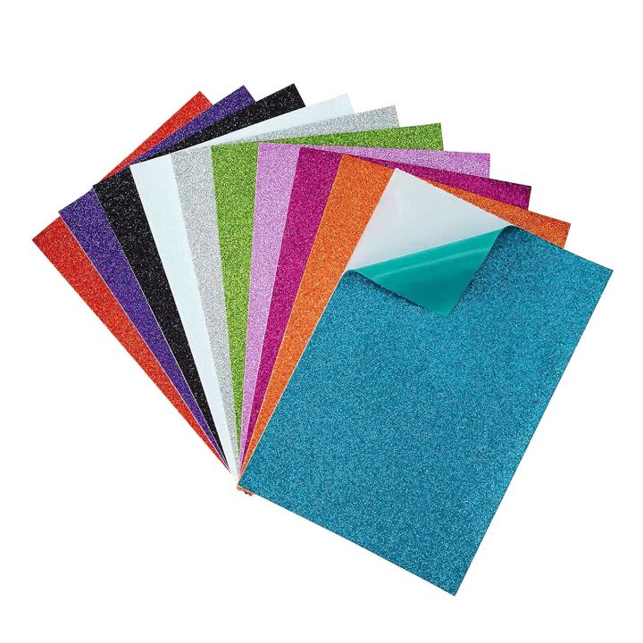 A4 Size Glitter Foam Sticker Sheets, Adhesive Backing, For Paper Crafts