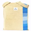 THE MYSU Heavy Duty Canvas Tote Bag - Blue Stripe (Right) - 14.5 inches (L) * 3 inches (W) * 16 inches (H). 