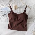 2023New Inner Wear Outer Wear Backless Top Women's Sling Beauty Back Short Exposed Umbilical Cord Chest Pad Underwear Vest. 