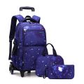 School Bag With Wheels School Rolling Backpack Wheeled Bag Students Kids Trolley Bags For Boys Travel Luggage with Lunch Box. 
