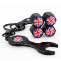 4pcs Wheel Valve Stems Caps & 1pc Wrench Dust Air Cover England Flag Car Accessories for MINI One MINI Coopers Cabrio Coupe. 