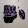 One Hand Keyboard Mouse Combo, RGB Backlit Wired Gaming Keyboard Set Mechanical Feeling for PS4 Xbox PC Mobile Gaming. 