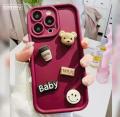 CAMMY 3D Bear Cute Case For iPhone 15 14 13 12 11 Pro Max Xs SE 8 7 Plus Back Cover For Girls Fashion Lovely Cute Minimalism Soft Silicone Coffee Cartoon Design Cases Kawaii New. 