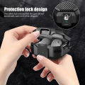 (Only Case) ARMICO【with Anti-Drop Lock】for Samsung Galaxy Buds 2 Pro/Buds Pro/Buds Live/Buds 2 Case Cover/Galaxy Buds FE (2023, Military Carbon Fiber case with Keychain/Zipper. 