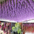 1Pcs Wisteria Artificial Flower Silk Vine Garland Hanging for Wedding Party Garden Outdoor Greenery Office Wall Decor. 