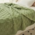 Universal Thick Warm Fleece Blanket Solid Color Plush Soft Sofa Blanket Square Texture Comfortable Bed Blanket All Season. 